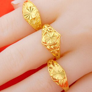 Open-carved brass gold-plated light luxury women's ring 24K gold-plated ring women's Vietnamese sand gold imitation gold ring